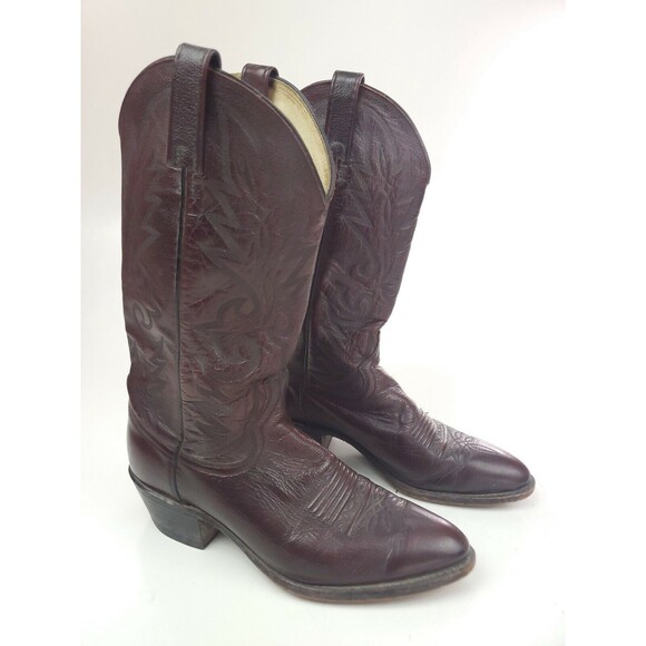 Dan Post Burgundy Black Cherry Leather Cowboy Western Boots 16773 Size 8.5 D main image 7